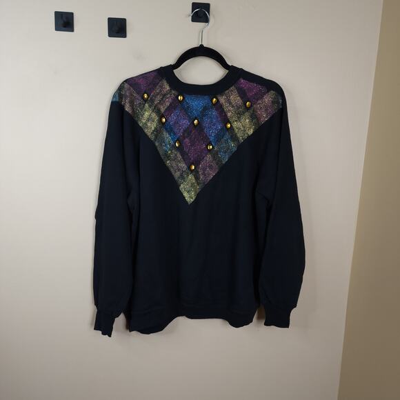Vintage 80's Hanes Her Way Bedazzled Sweatshirt Size XL - Picture 1 of 8